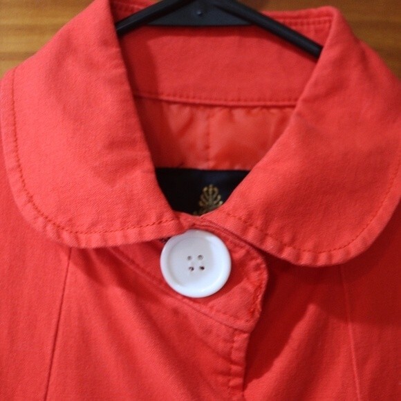 BB Dakota Orange White Button Double-Breasted Trench Coat Small - Picture 4 of 12